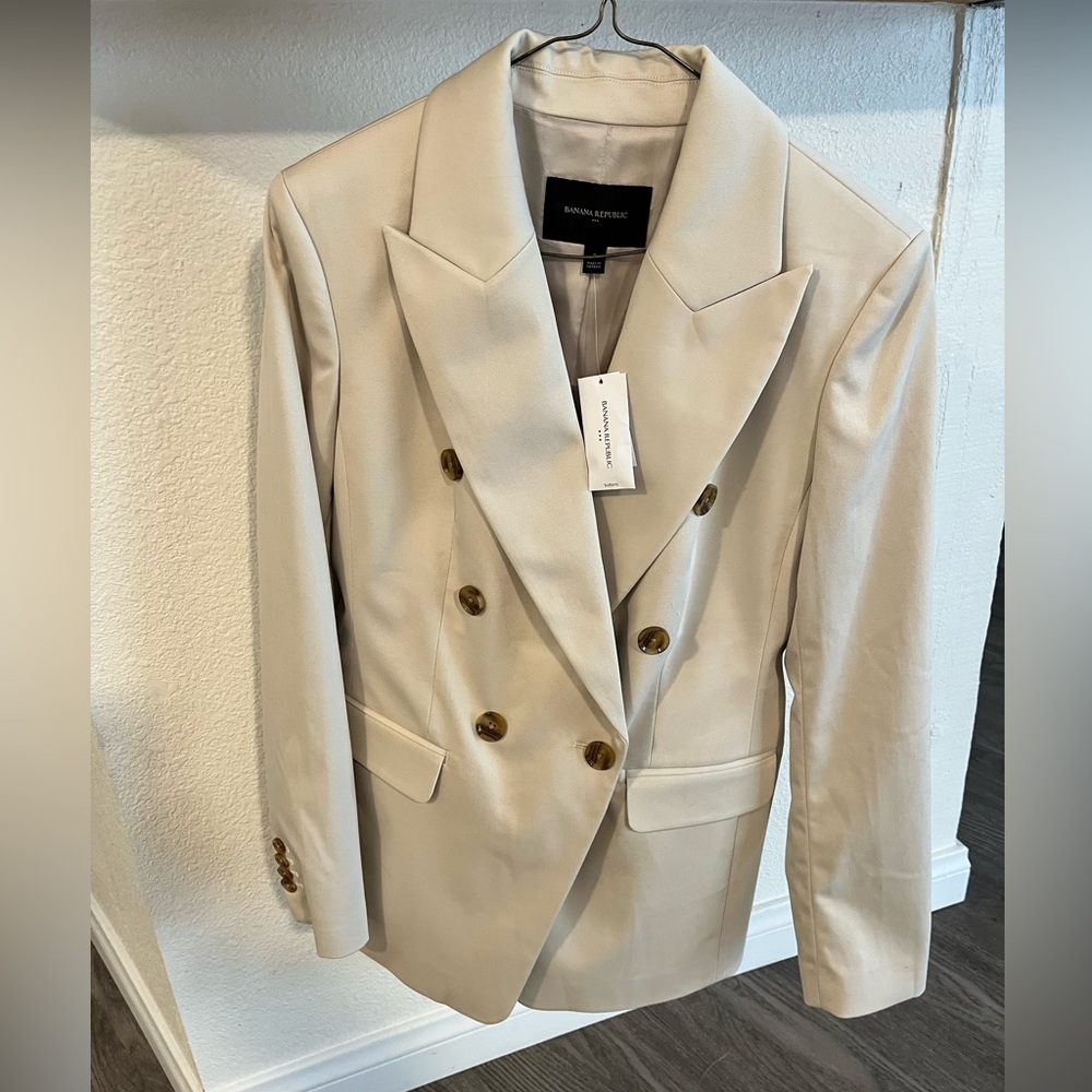 Banana Republic Ivory Stretch Cotton Icon Blazer (W/ TAGS)